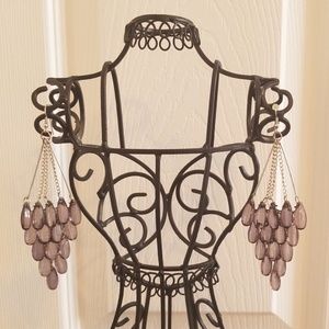 Earrings - Black and silver dangle